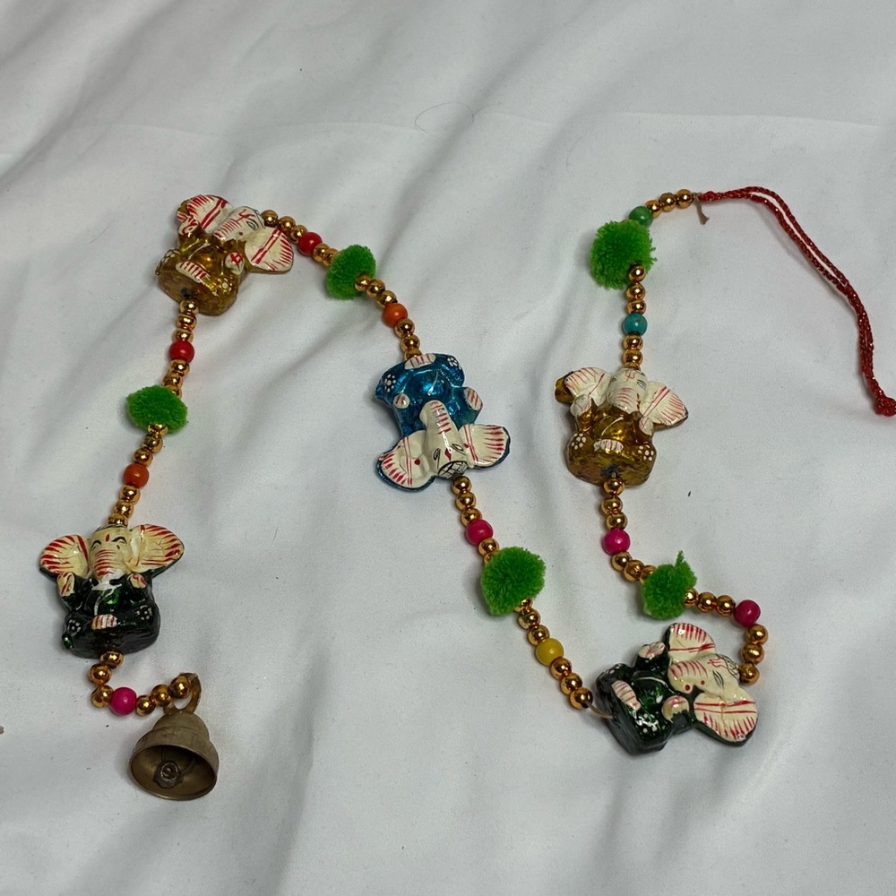 Antique Colorful Ganesh Beaded Bell Strand GUC